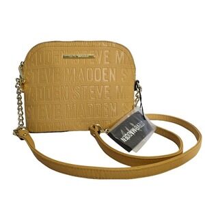 STEVE MADDEN HANDBAG Crossbody BMARILYN Mustard STAMPED LOGO GOLD HARDWARE